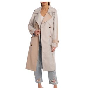 Avec Les Filles Beige and Plaid Trench Coat